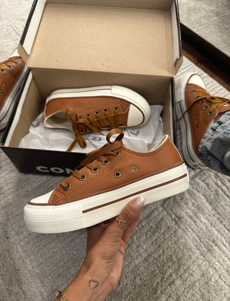 Tênis All Star Caramelo Off White Plataforma