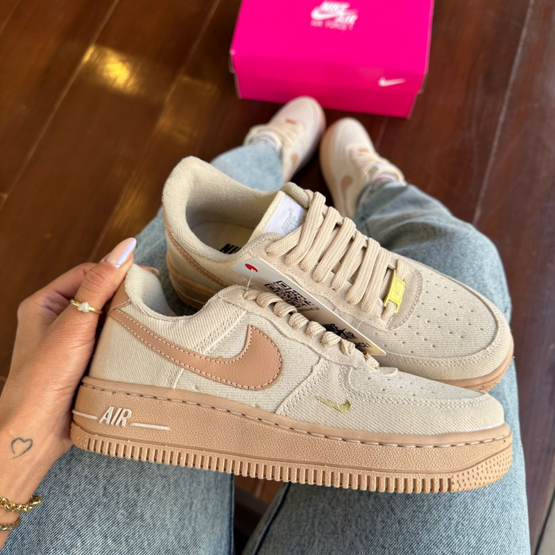 Tênis Nike Air Force 1 Jeans Off White Rosado Premium