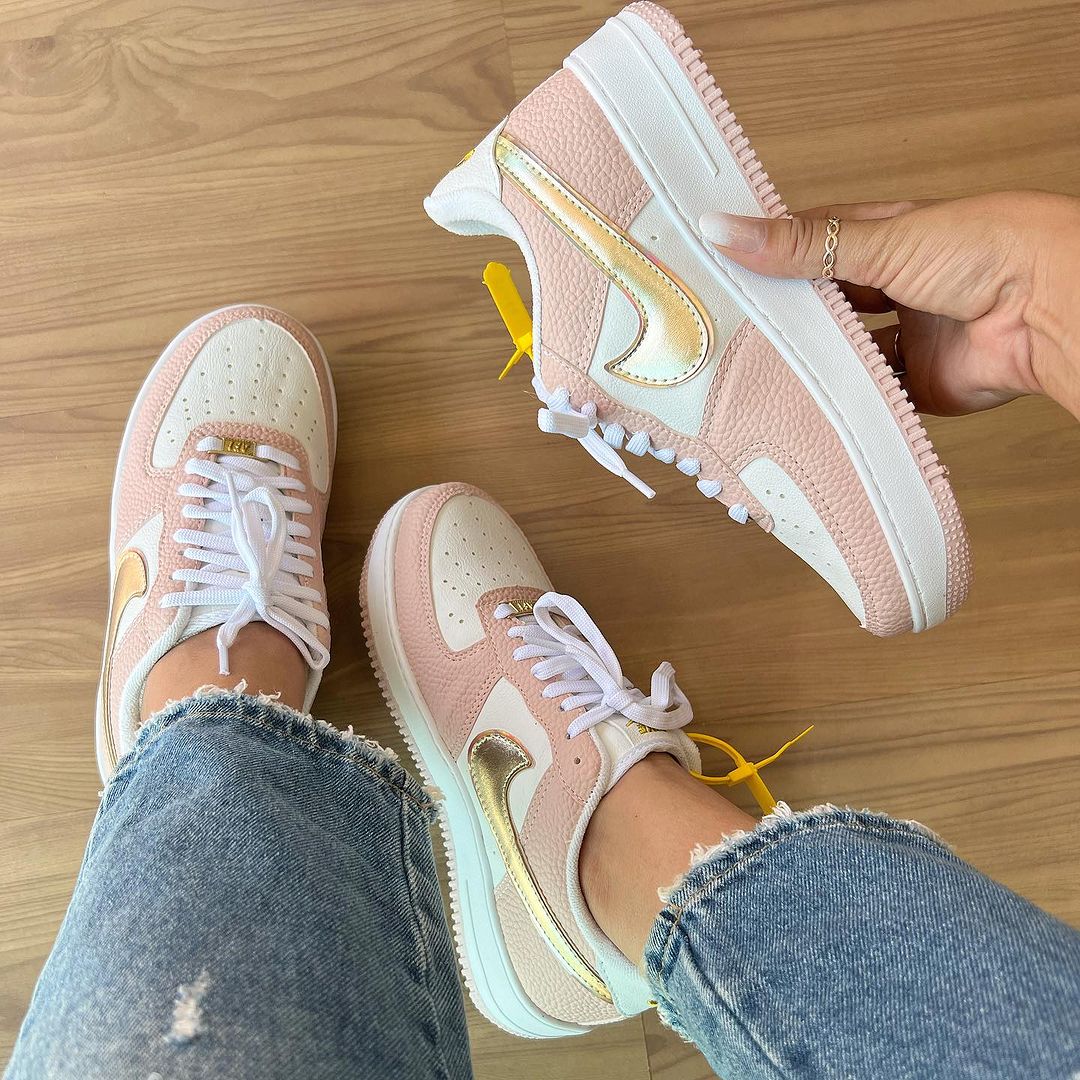 Tênis Nike Air Force Rosa Ouro Premium