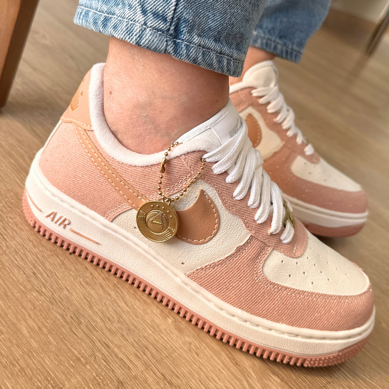 Tênis Nike Air Force Jeans Moeda Rosa