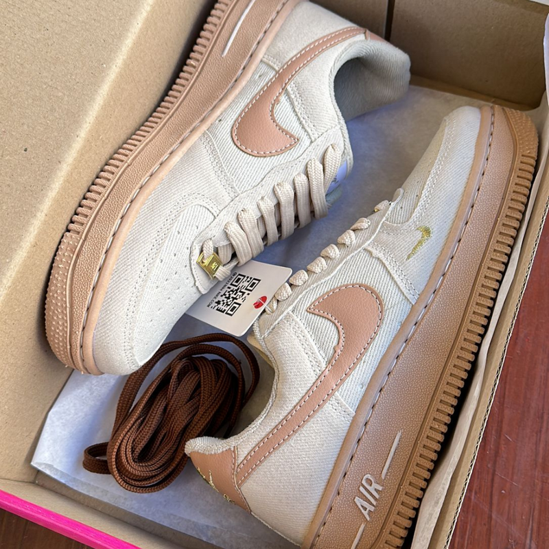 Tênis Nike Air Force 1 Jeans Off White Rosado Premium