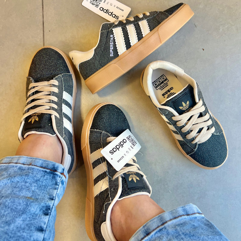 Tênis Adidas Super Star Preto Jeans