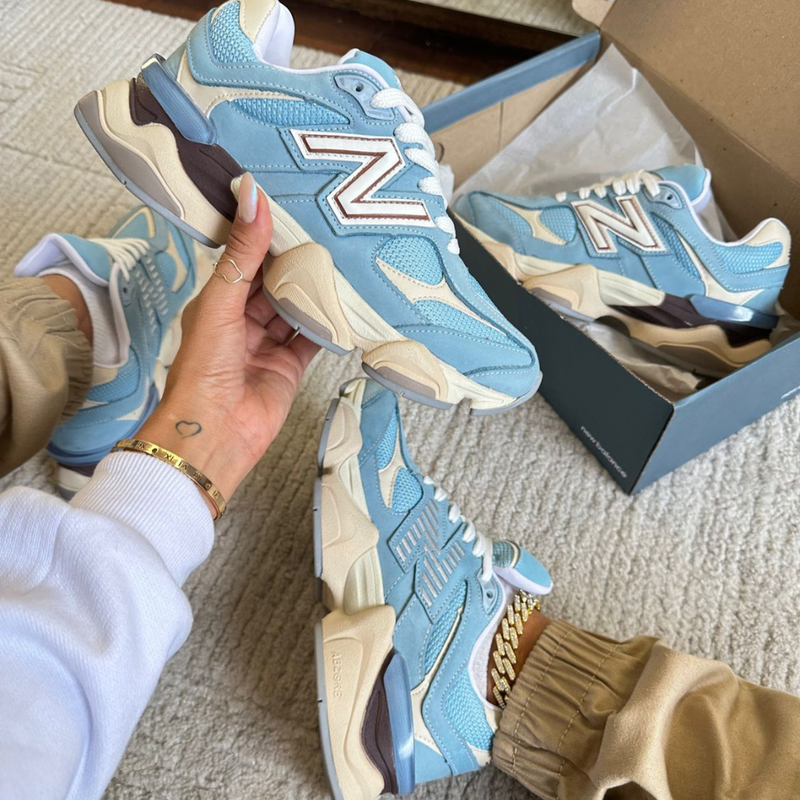 Tênis New Balance 9060 Sea Salt Azul Couro Legítimo