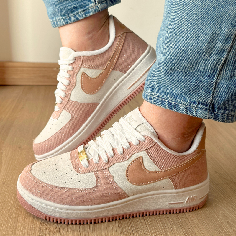 Tênis Nike Air Force Jeans Moeda Rosa