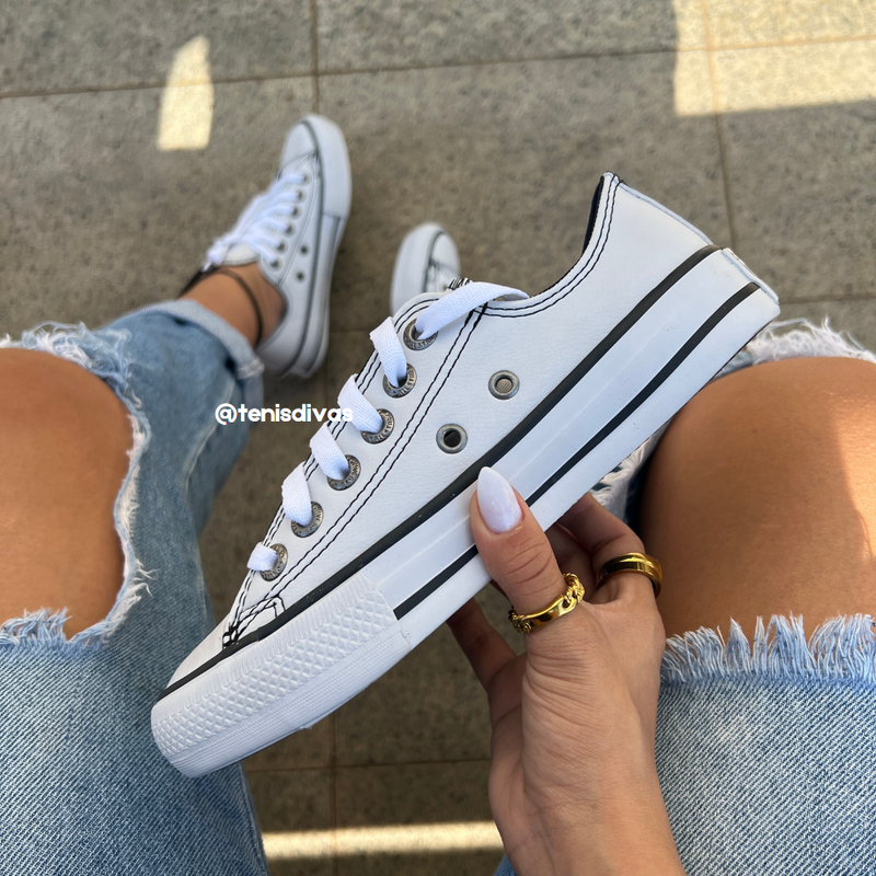 Tênis All Star Couro Branco Feminino Premium