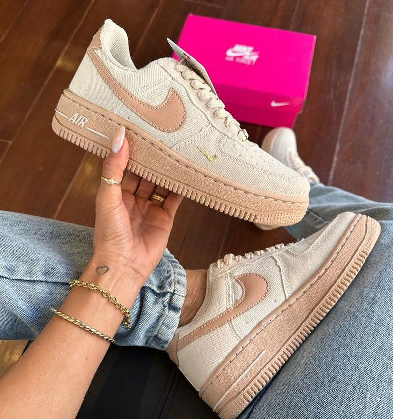 Tênis Nike Air Force 1 Jeans Off White Rosado Premium