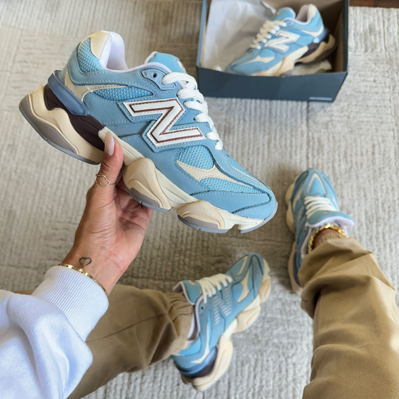 Tênis New Balance 9060 Sea Salt Azul Couro Legítimo