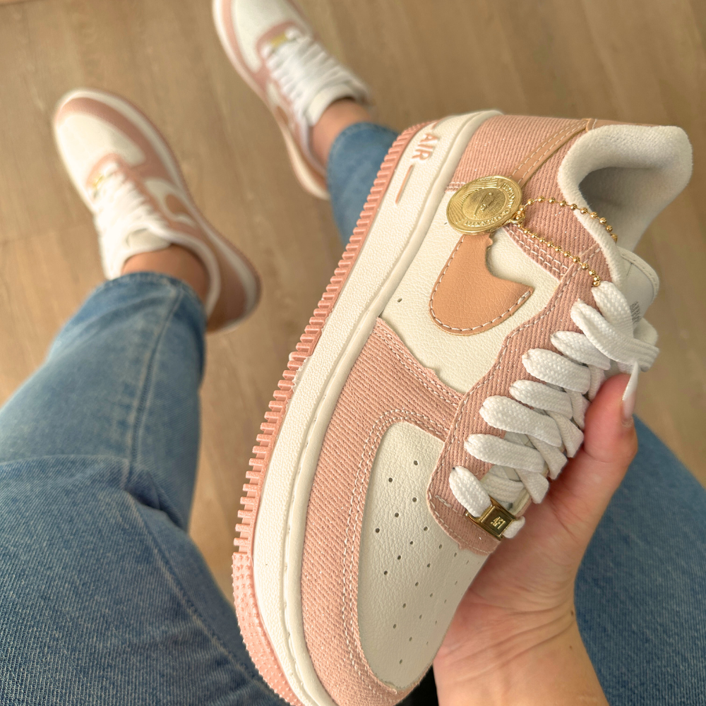 Tênis Nike Air Force Jeans Moeda Rosa