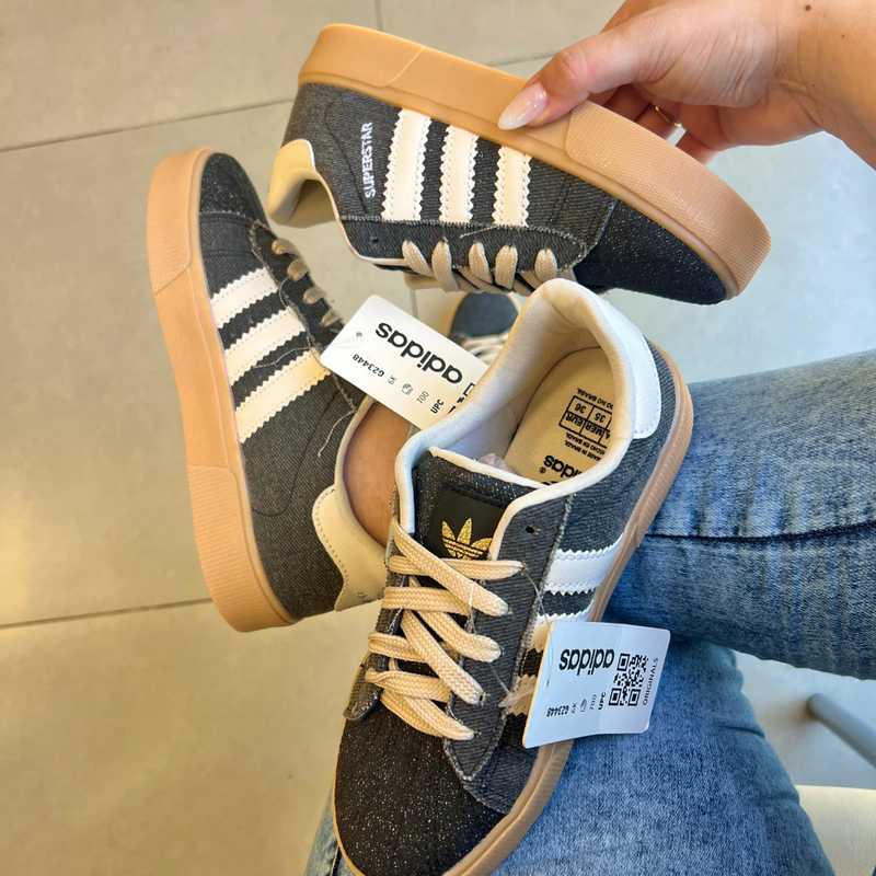 Tênis Adidas Super Star Preto Jeans