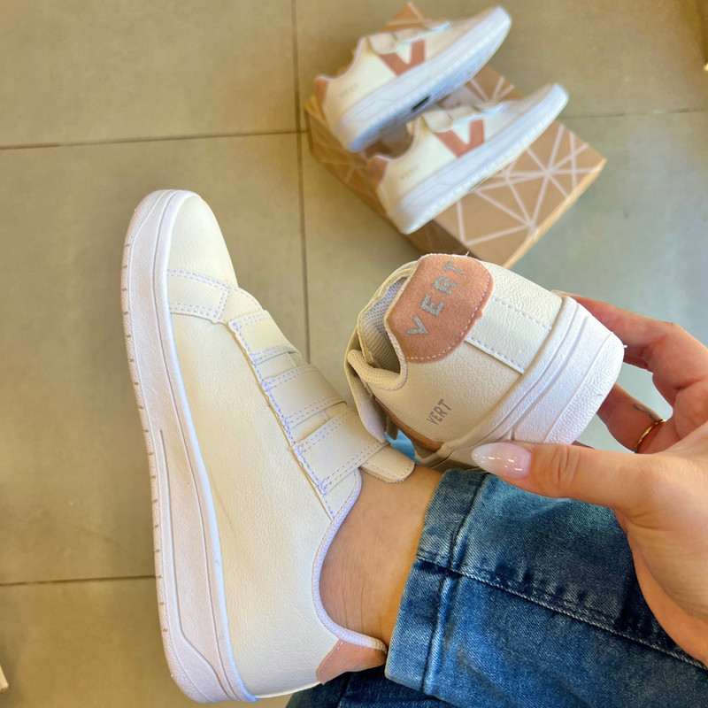 Tênis Vert Velcro Branco Nude Premium