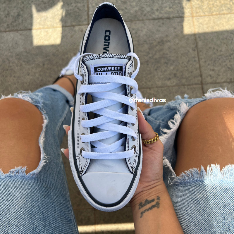 Tênis All Star Couro Branco Feminino Premium