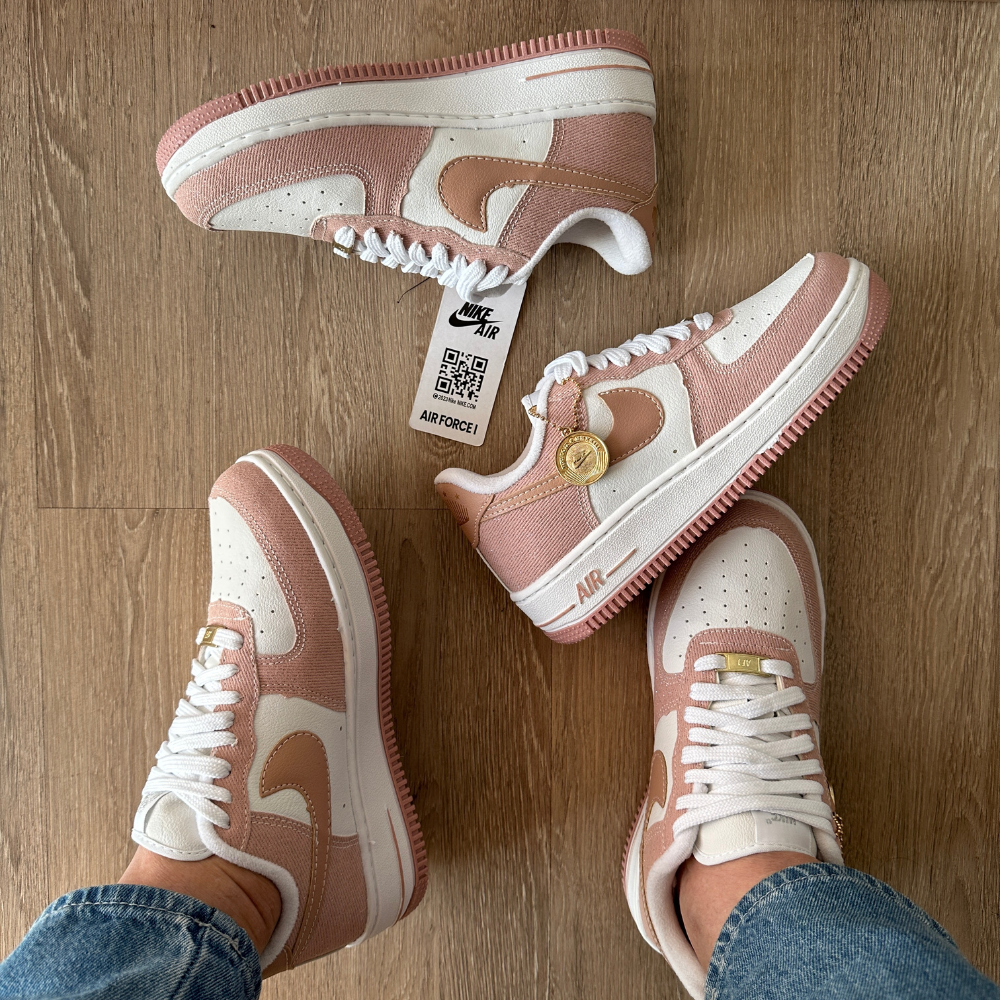 Tênis Nike Air Force Jeans Moeda Rosa