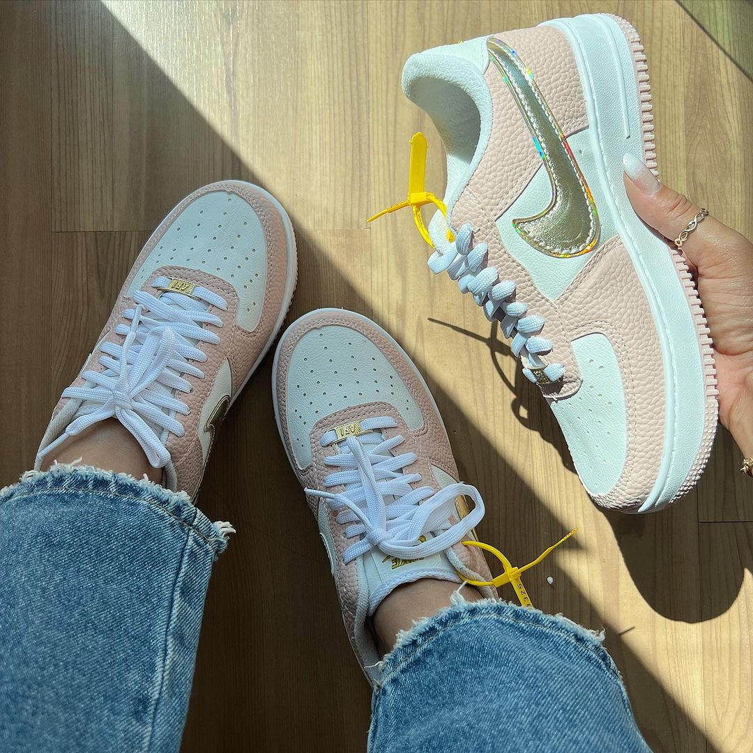 Tênis Nike Air Force Rosa Ouro Premium