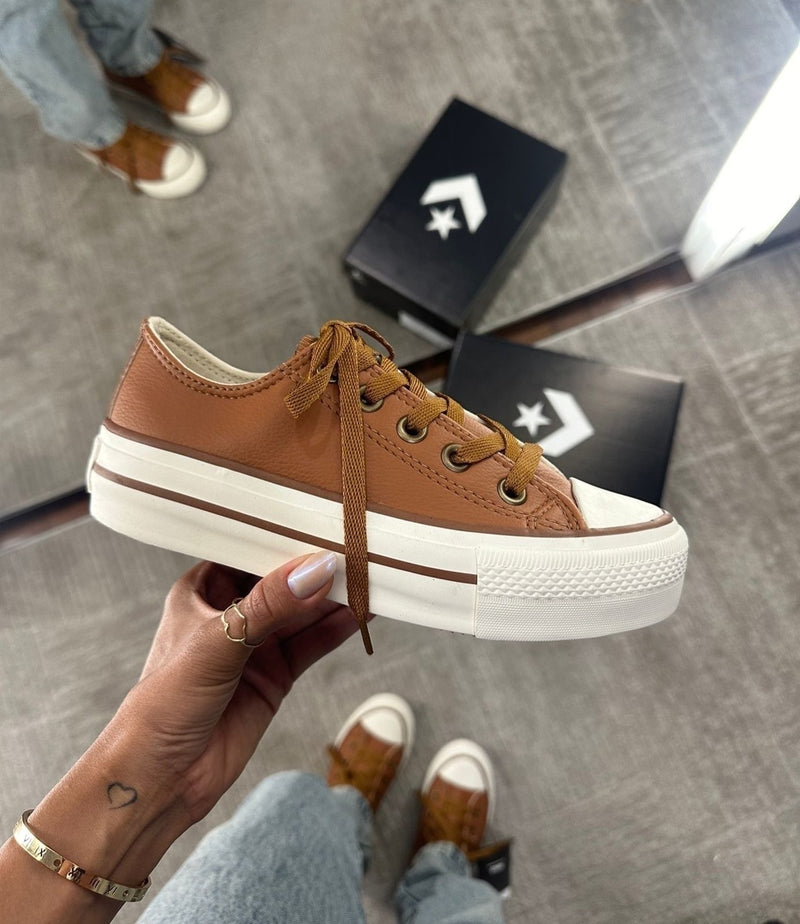 Tênis All Star Caramelo Off White Plataforma