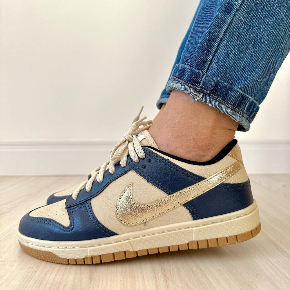 Tênis Nike Dunk SB Azul Dourado Premium