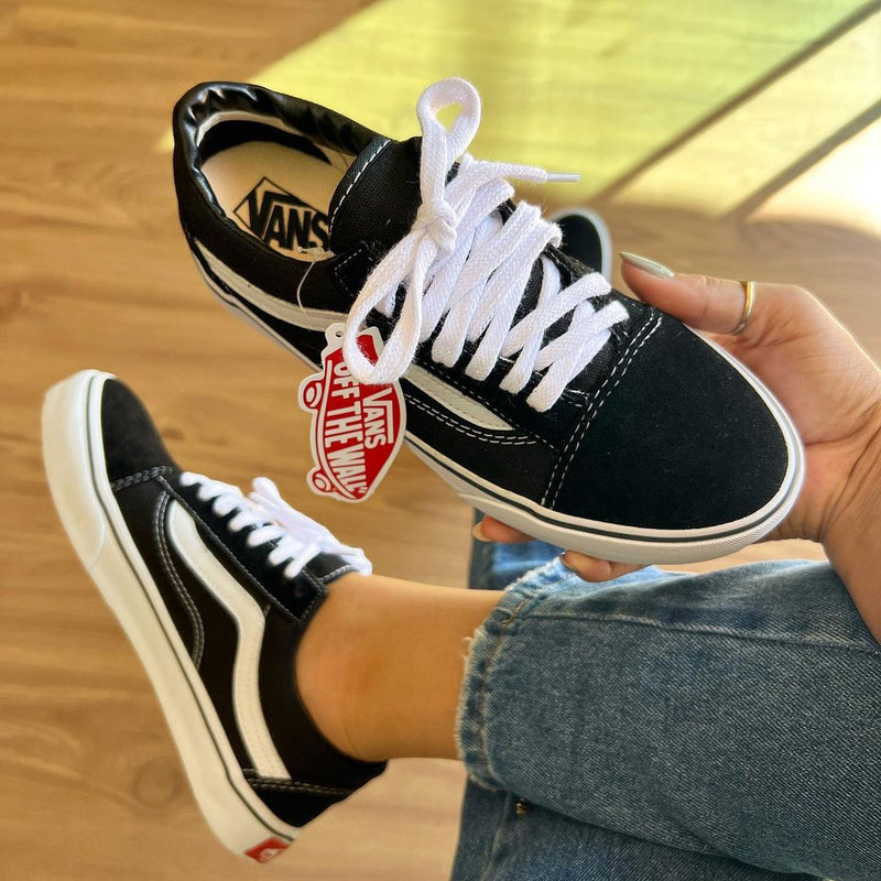 Tenis vans fashion feminino old skool todo preto