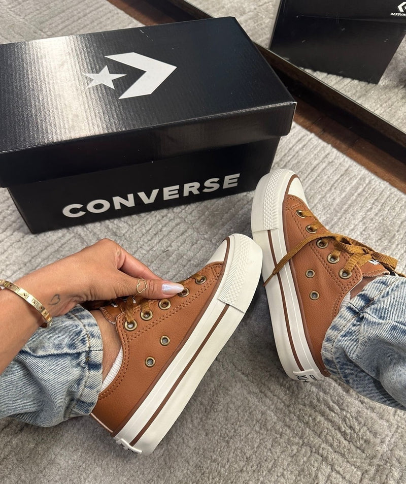 Tênis All Star Caramelo Off White Plataforma