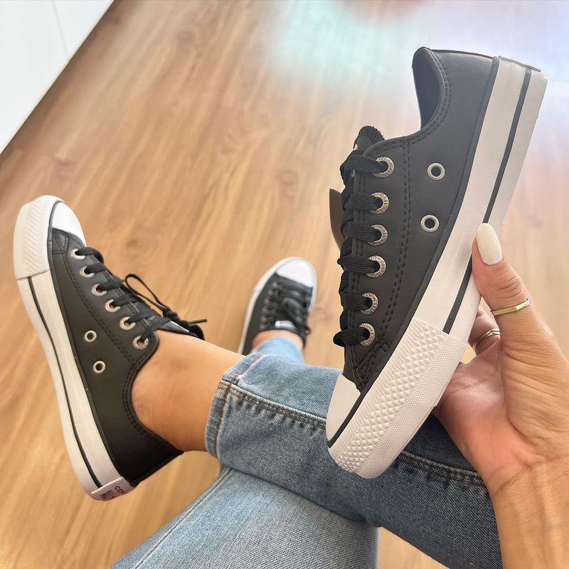 Tênis All Star Couro Preto Premium