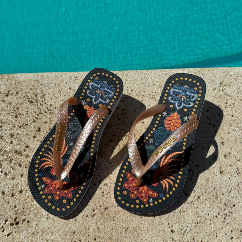 Chinelo Havaianas Farm Beleza Tropical Preto