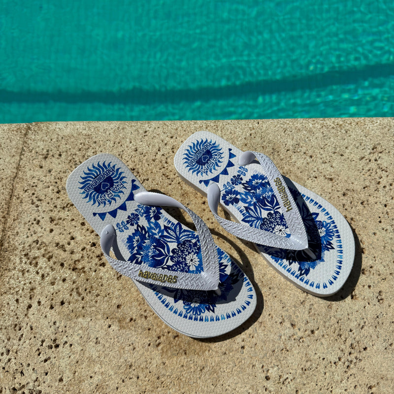 Chinelo Havaianas Farm Azulejo Azul