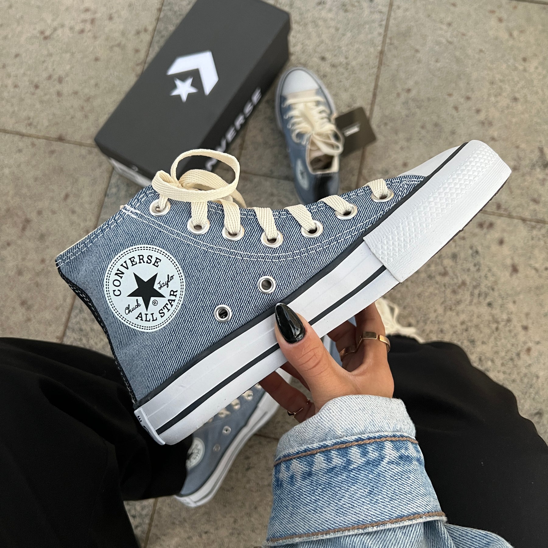 Tênis All Star Jeans Denin Cano Alto Chuck Taylor Premium