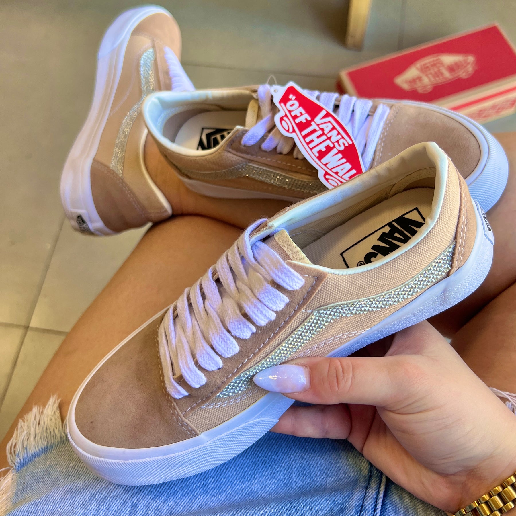 Tênis Old Skool Nude Brilho Premium