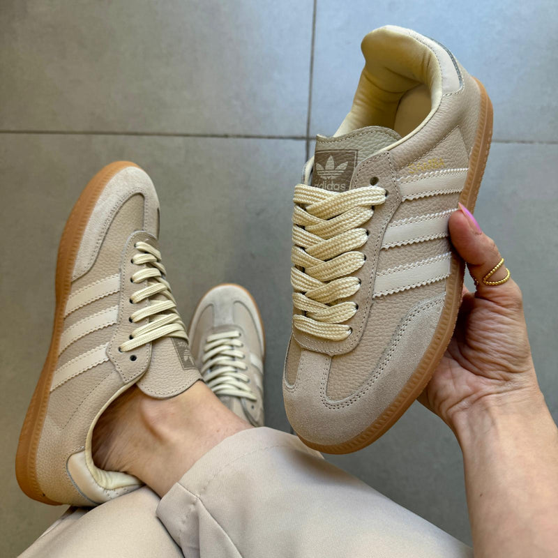 Tênis Adidas Samba OG  White Bege Couro Legítimo