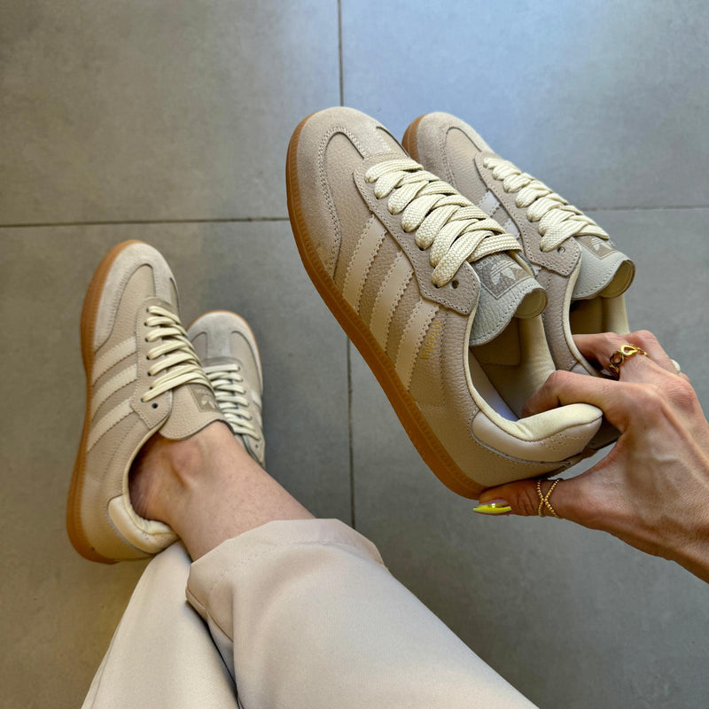 Tênis Adidas Samba OG  White Bege Couro Legítimo