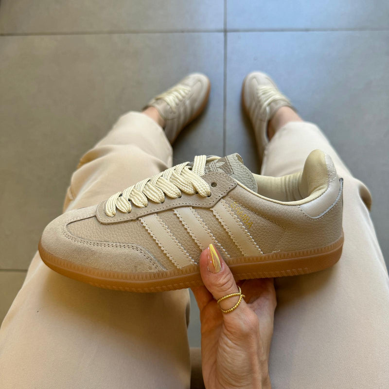 Tênis Adidas Samba OG  White Bege Couro Legítimo