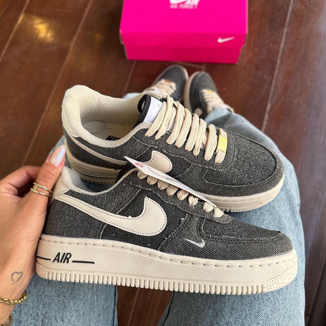 Tênis Nike Air Force 1 Jeans Preto Premium