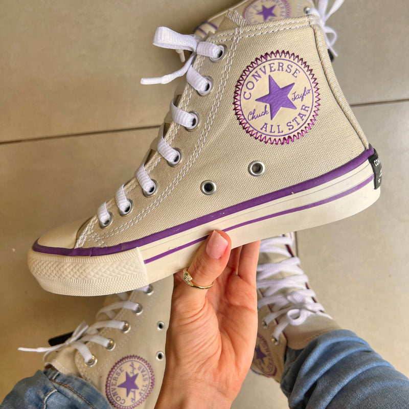 Tênis All Star Cano Alto Areia Lilás