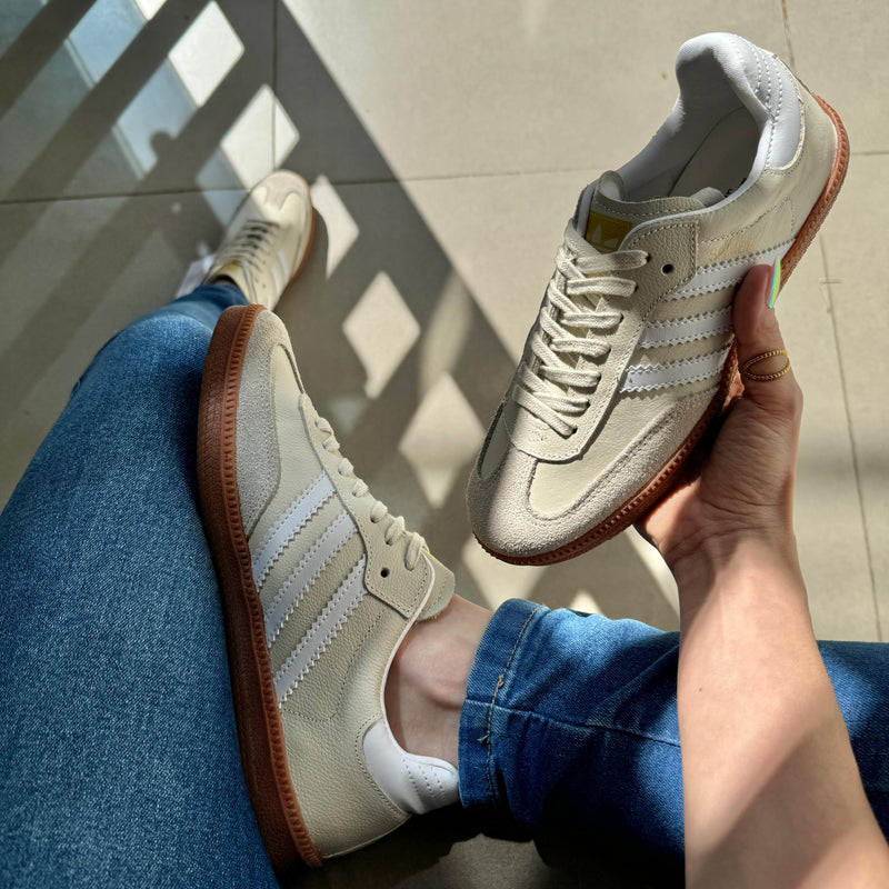 Tênis Adidas Samba OG Bege Off White Couro Legítimo