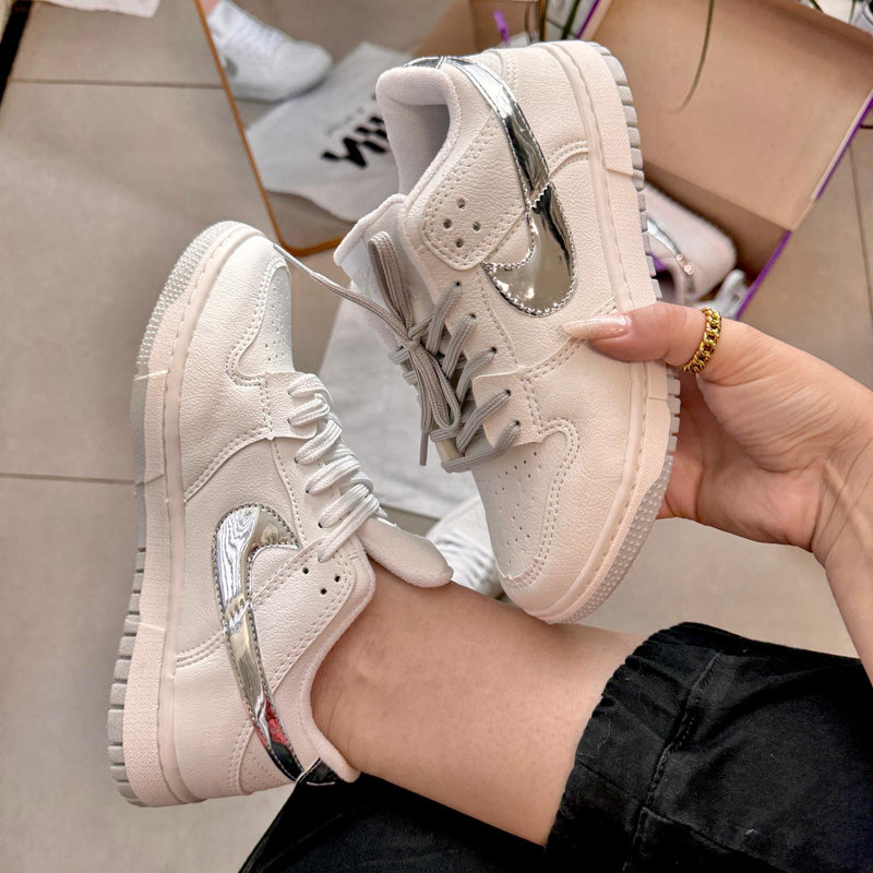 Tênis Nike Dunk Branco Prata Premium