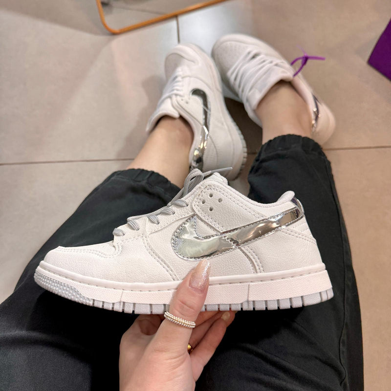 Tênis Nike Dunk Branco Prata Premium