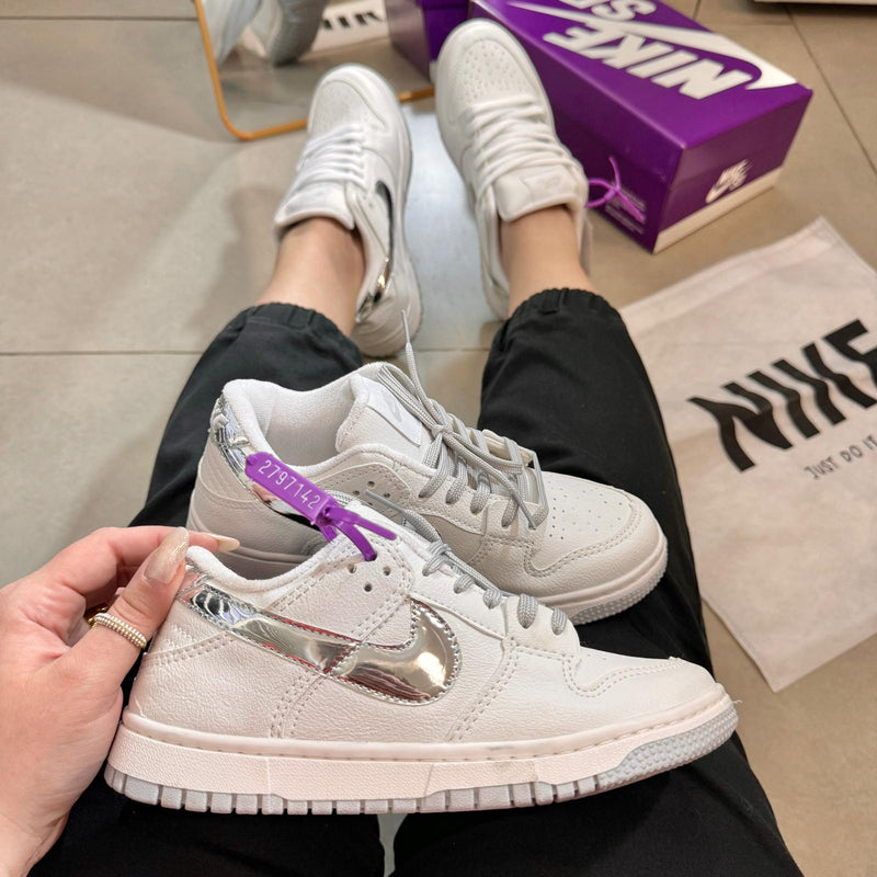 Tênis Nike Dunk Branco Prata Premium