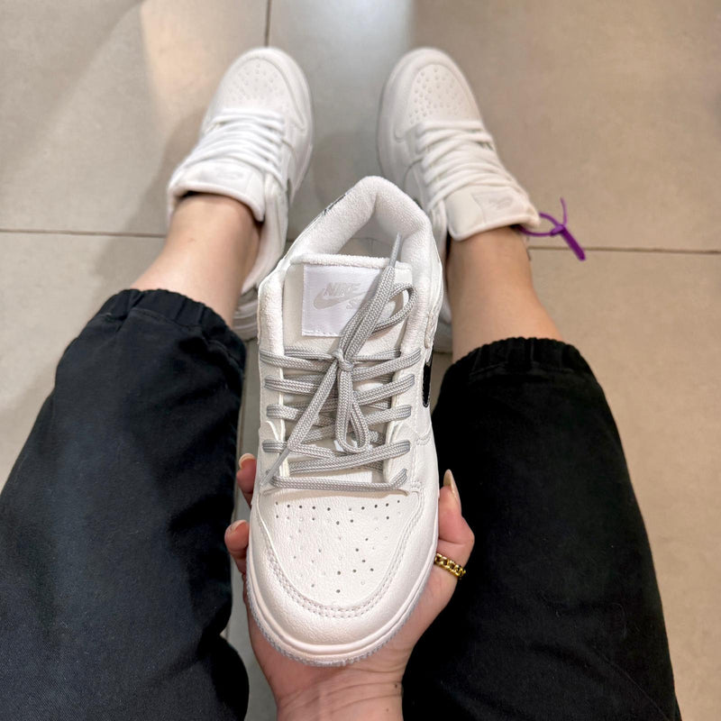 Tênis Nike Dunk Branco Prata Premium