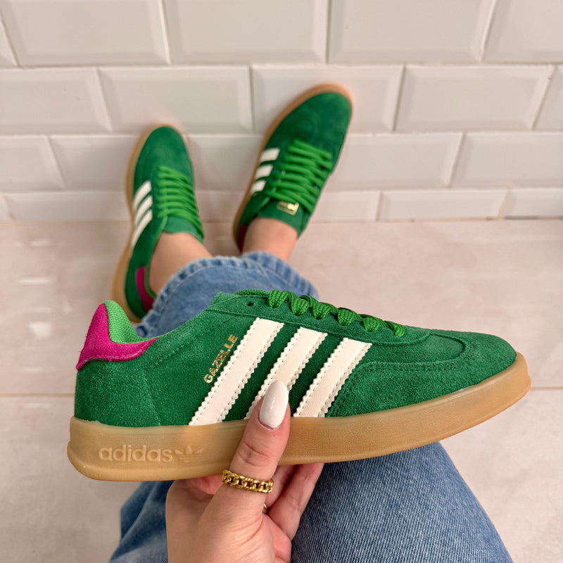 Tênis Adidas Gazelle Verde Pink  Couro Legítimo 2.0