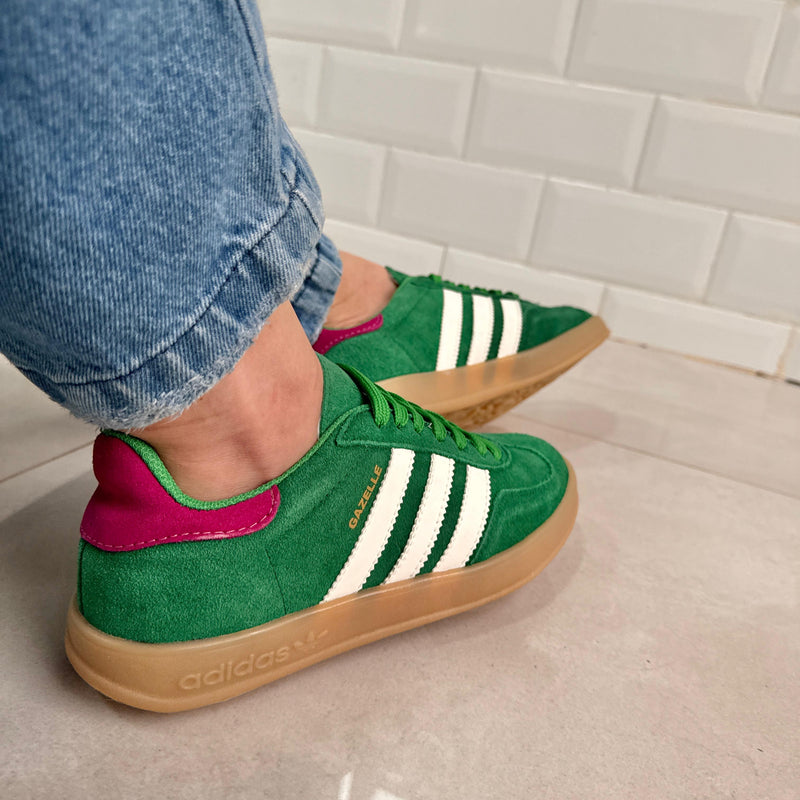 Tênis Adidas Gazelle Verde Pink  Couro Legítimo 2.0