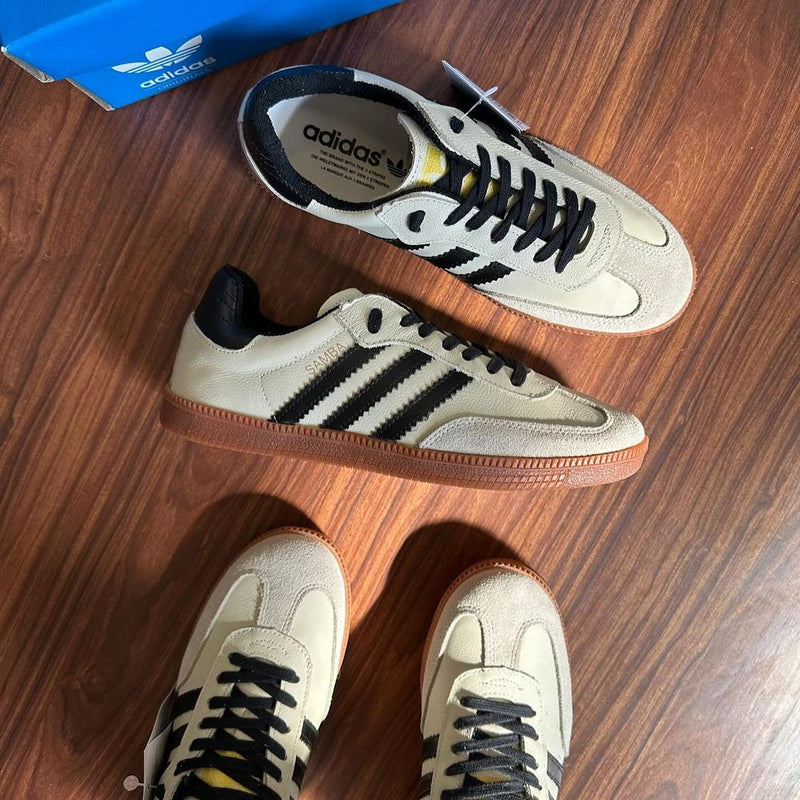 Tênis Adidas Samba OG Off White e Preto Couro Legítimo