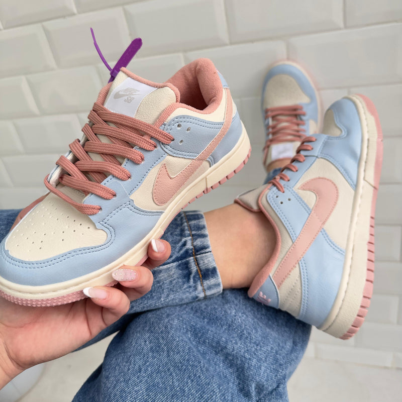 Tênis Nike Dunk Low Azul Bebê e Rosa Premium