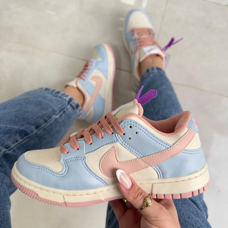 Tênis Nike Dunk Low Azul Bebê e Rosa Premium