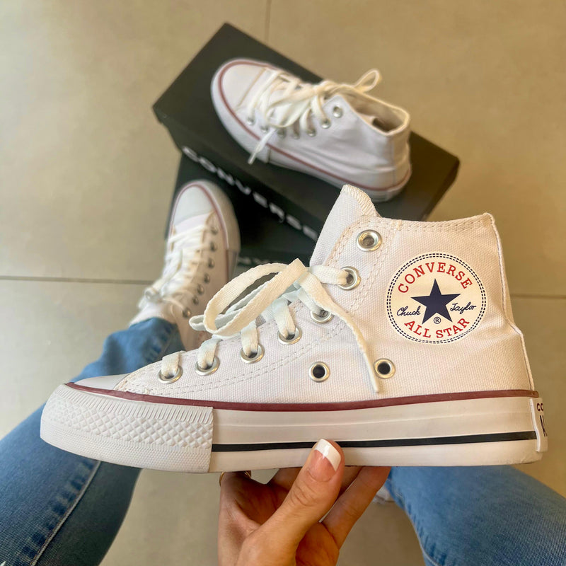 Tênis All Star Lona Branco Cano Alto Premium