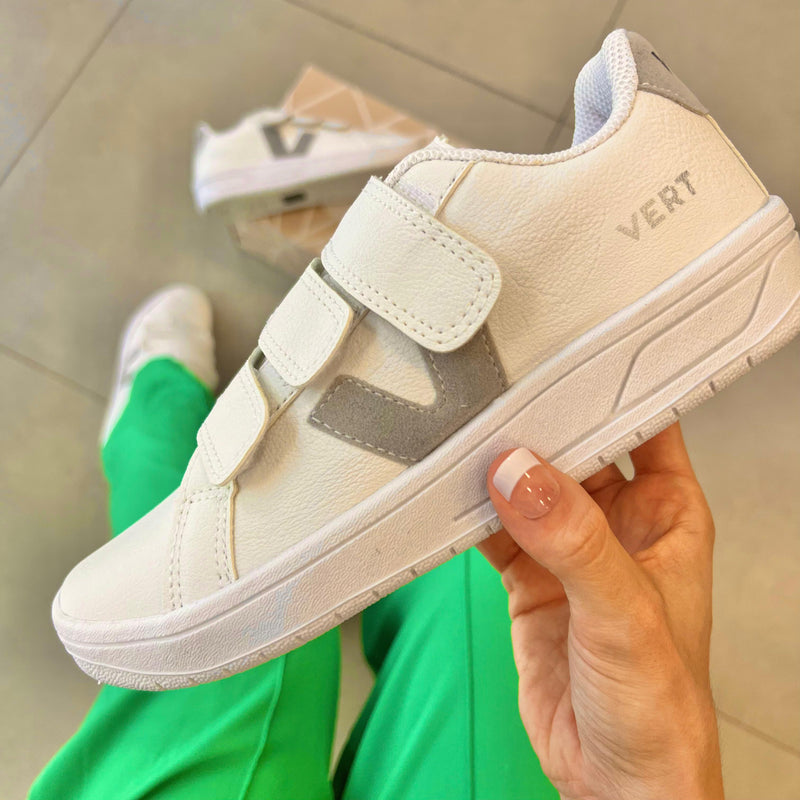 Tênis Vert Velcro Branco e Cinza Premium