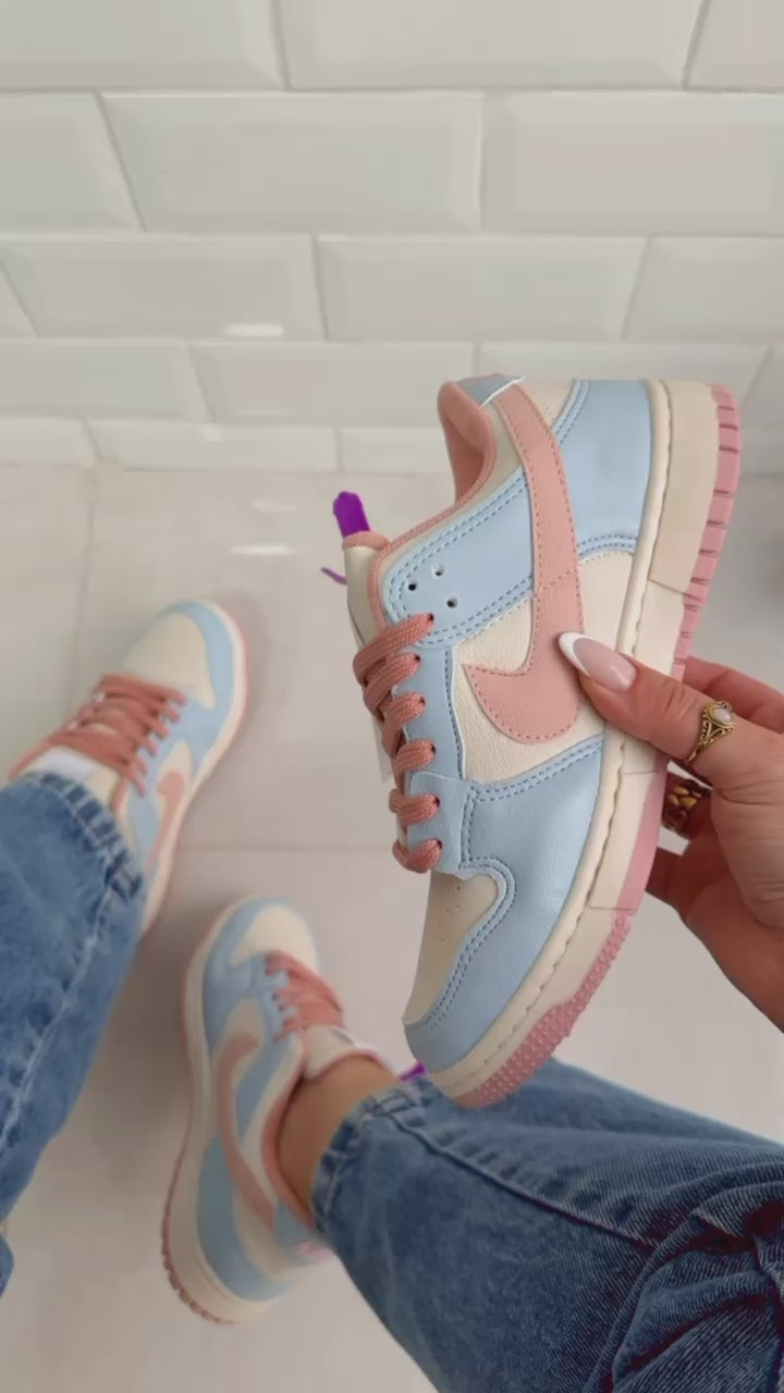 Tênis Nike Dunk Low Azul Bebê e Rosa Premium