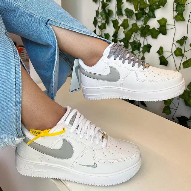 Tênis Nike Force Branco e Cinza Feminino Premium