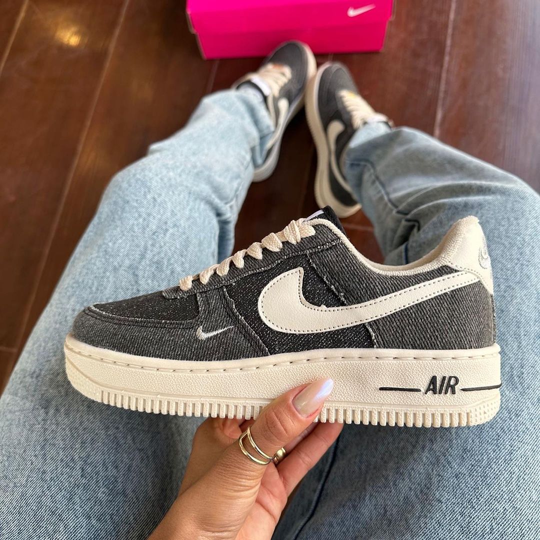 Tênis Nike Air Force 1 Jeans Preto Premium